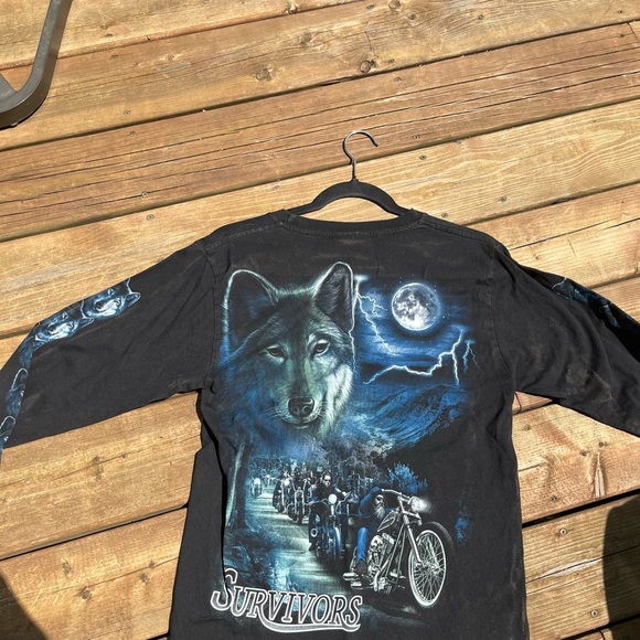AOP vintage wolf motorcycle longsleeve - Picture 5 of 5
